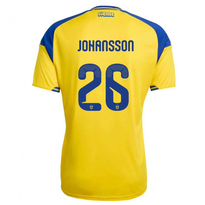 Danxen Women Sweden Herman Johansson #26 Yellow Blue White Home Jersey 26-28 T-Shirt