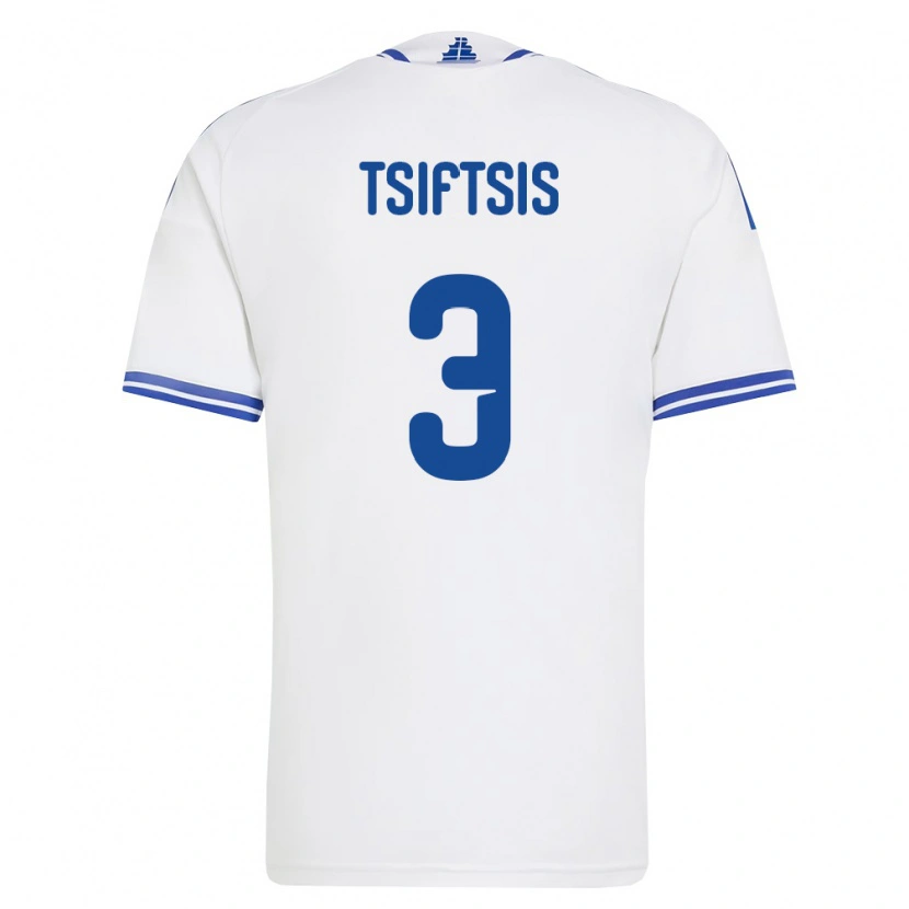 Danxen Women Greece Theodoros Tsiftsis #3 White Blue Home Jersey 26-28 T-Shirt