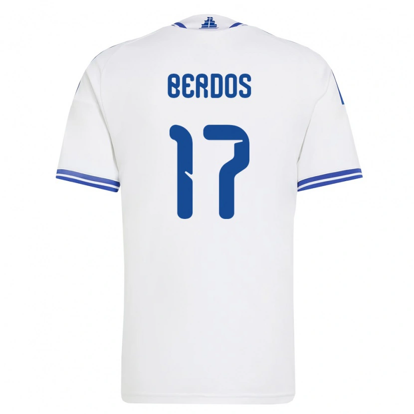 Danxen Women Greece Dimitrios Berdos #17 White Blue Home Jersey 26-28 T-Shirt