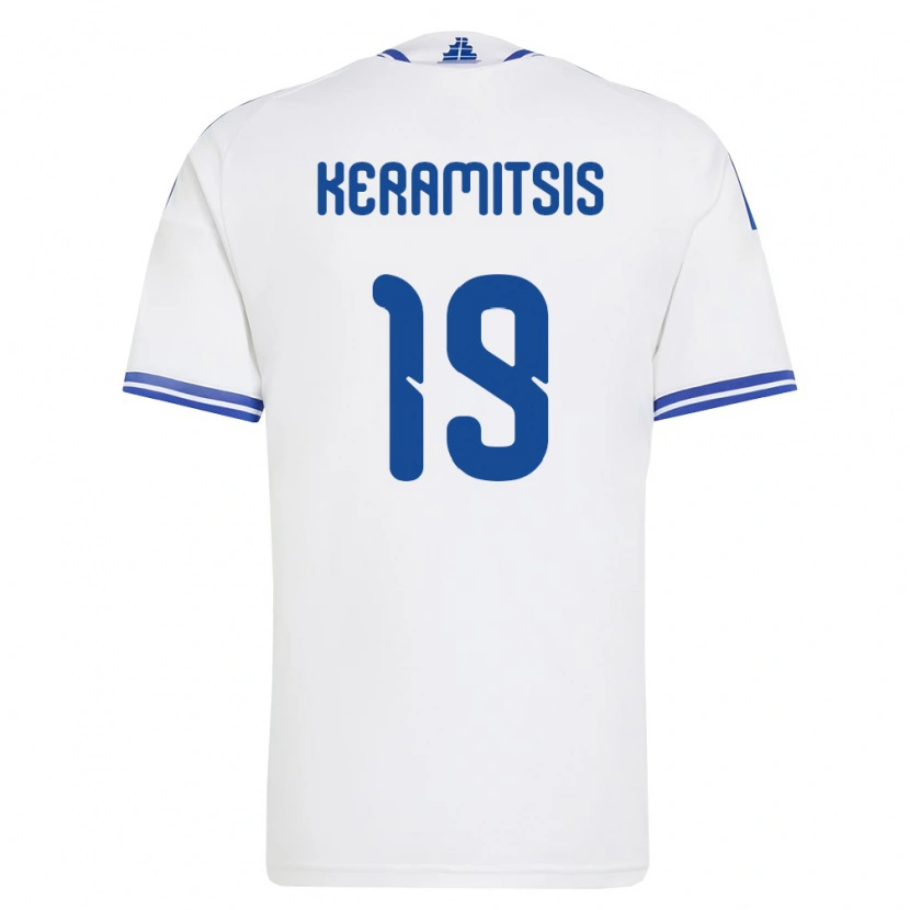Danxen Women Greece Dimitrios Keramitsis #19 White Blue Home Jersey 26-28 T-Shirt