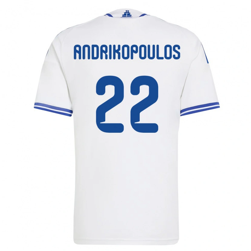Danxen Women Greece Angelos Andrikopoulos #22 White Blue Home Jersey 26-28 T-Shirt