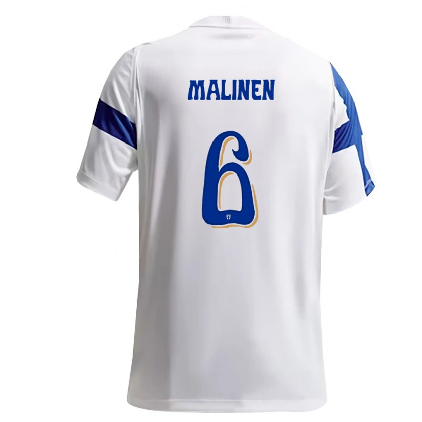 Danxen Women Finland Chris Malinen #6 White Blue Home Jersey 26-28 T-Shirt