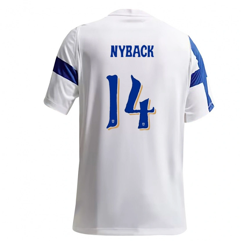Danxen Women Finland Iivo Nybäck #14 White Blue Home Jersey 26-28 T-Shirt