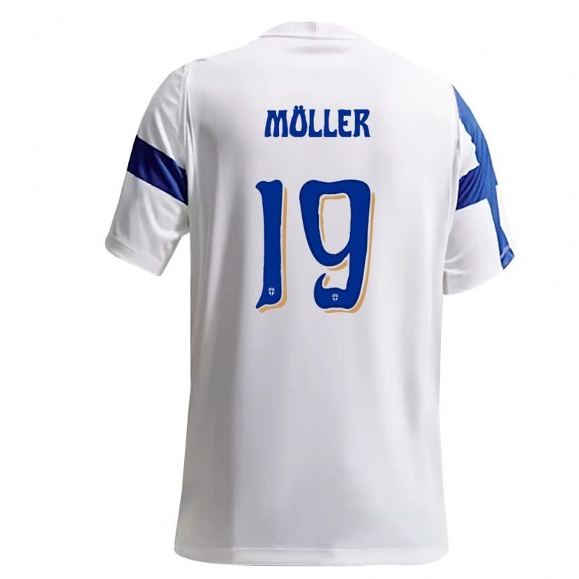 Danxen Women Finland Liam Möller #19 White Blue Home Jersey 26-28 T-Shirt