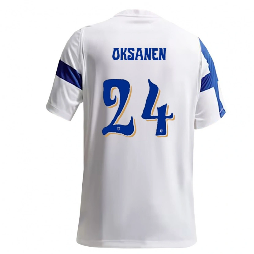 Danxen Women Finland Jaakko Oksanen #24 White Blue Home Jersey 26-28 T-Shirt