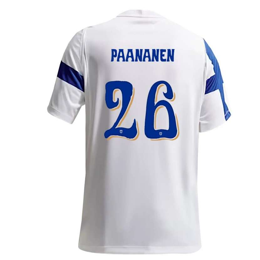 Danxen Women Finland Kasper Paananen #26 White Blue Home Jersey 26-28 T-Shirt