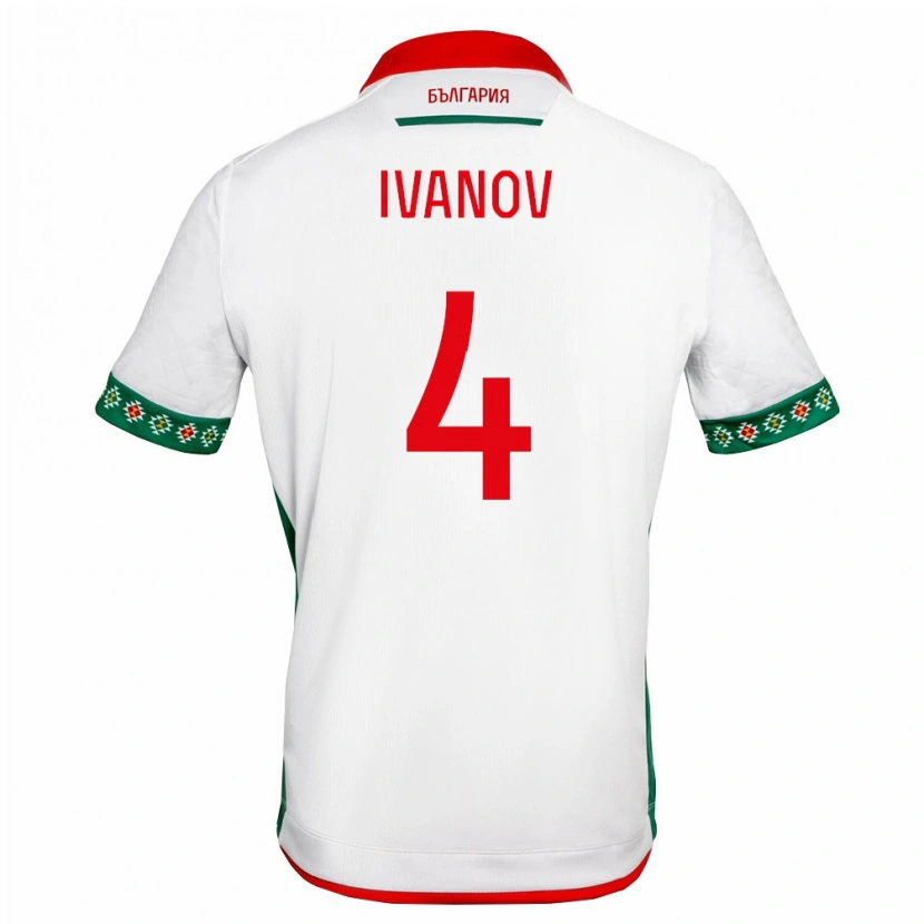 Danxen Women Bulgaria Viktor Ivanov #4 White Green Red Home Jersey 26-28 T-Shirt