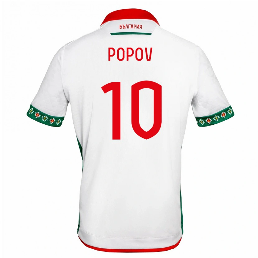 Danxen Women Bulgaria Nikolay Popov #10 White Green Red Home Jersey 26-28 T-Shirt