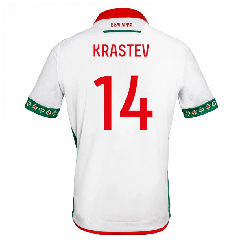 Danxen Women Bulgaria Filip Krastev #14 White Green Red Home Jersey 26-28 T-Shirt