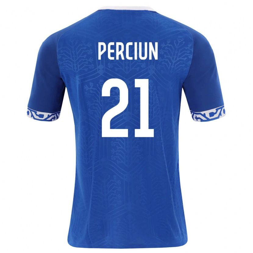 Danxen Women Moldova Sergiu Perciun #21 Royal Blue White Home Jersey 26-28 T-Shirt
