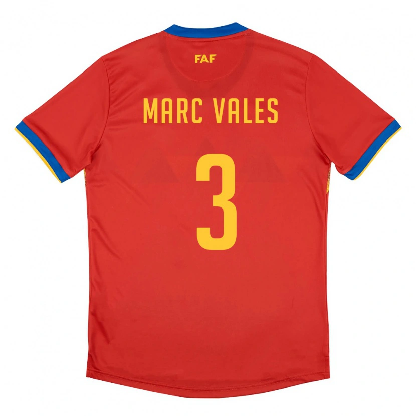 Danxen Women Andorra Marc Vales #3 Red Blue Yellow Home Jersey 26-28 T-Shirt
