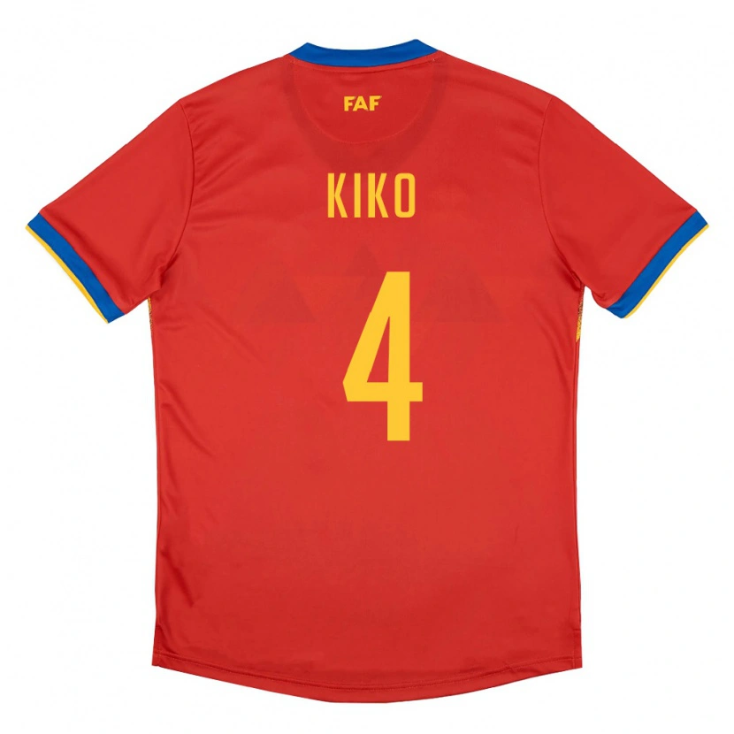 Danxen Women Andorra Kiko Pomares #4 Red Blue Yellow Home Jersey 26-28 T-Shirt