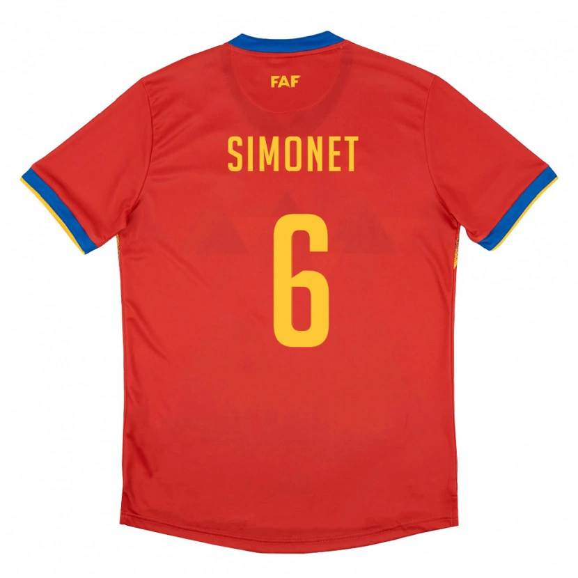 Danxen Women Andorra Pere Simonet #6 Red Blue Yellow Home Jersey 26-28 T-Shirt
