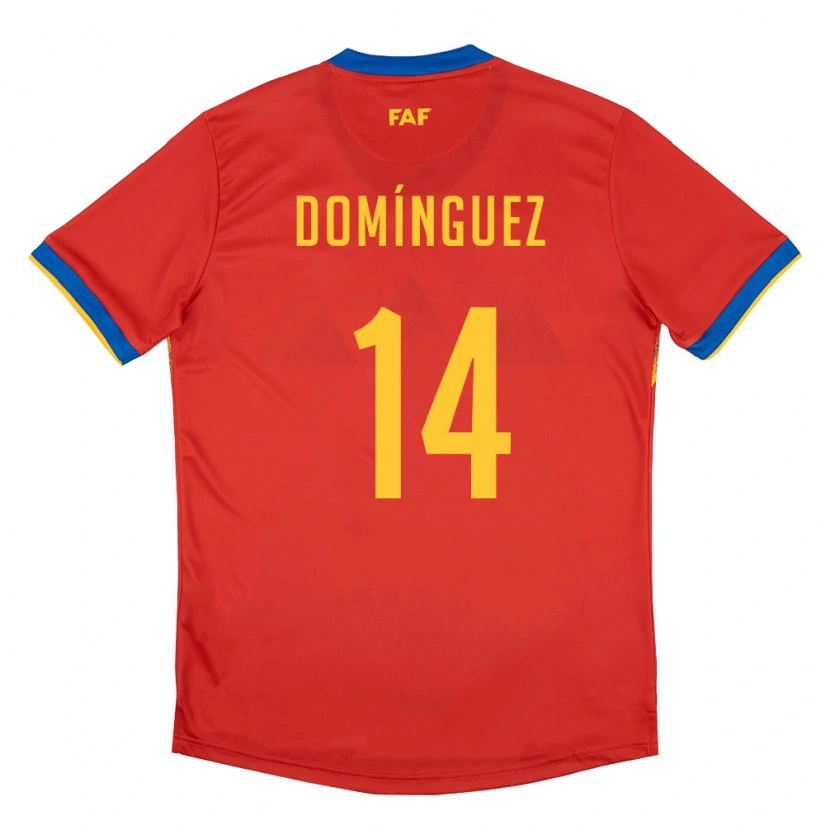 Danxen Women Andorra Iván Domínguez #14 Red Blue Yellow Home Jersey 26-28 T-Shirt