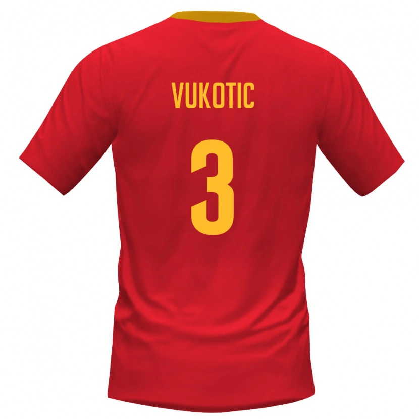 Danxen Women Montenegro Balsa Vukotic #3 Red Yellow Home Jersey 26-28 T-Shirt