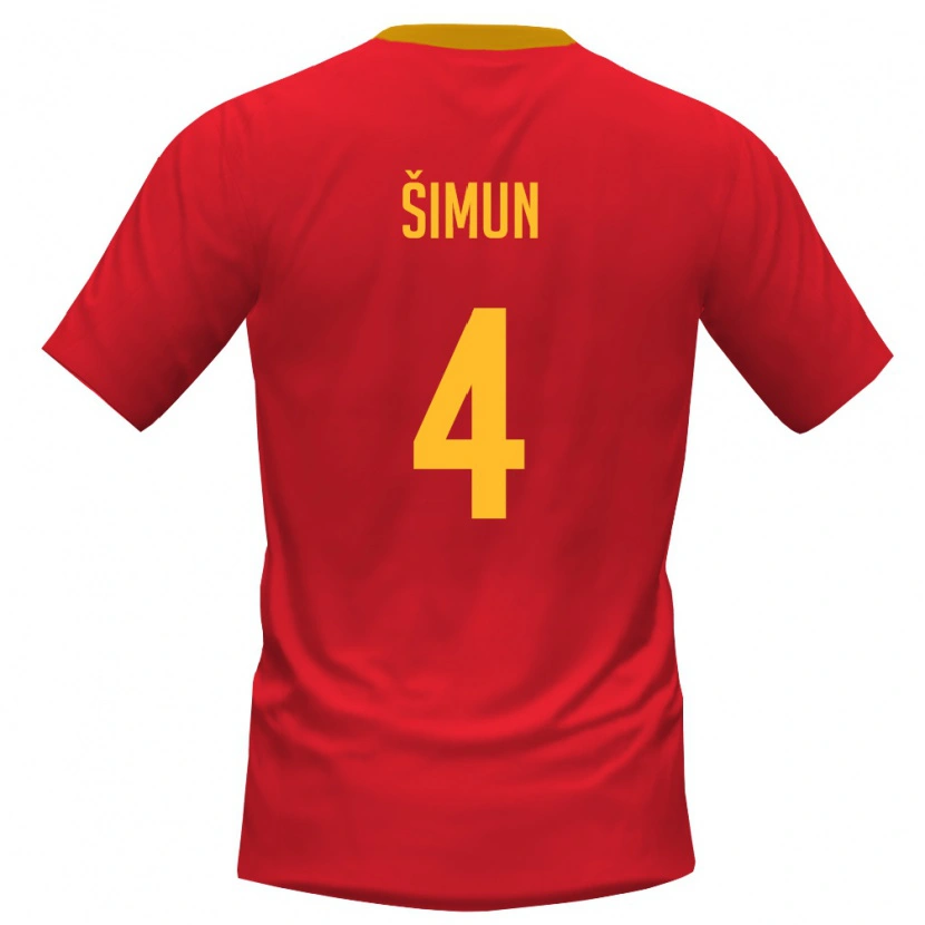 Danxen Women Montenegro Marko Simun #4 Red Yellow Home Jersey 26-28 T-Shirt