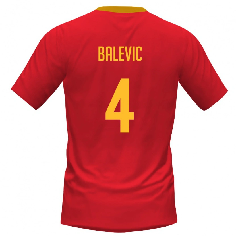 Danxen Women Montenegro Nikola Balevic #4 Red Yellow Home Jersey 26-28 T-Shirt