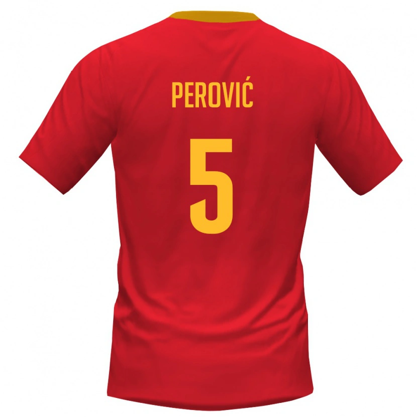 Danxen Women Montenegro Marko Perovic #5 Red Yellow Home Jersey 26-28 T-Shirt