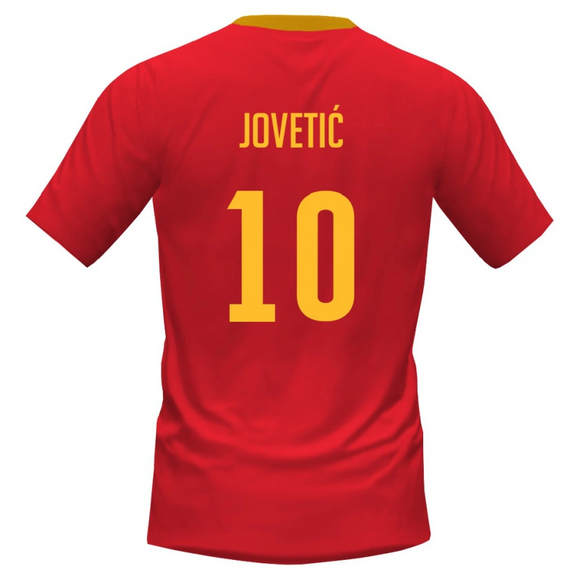 Danxen Women Montenegro Stevan Jovetić #10 Red Yellow Home Jersey 26-28 T-Shirt