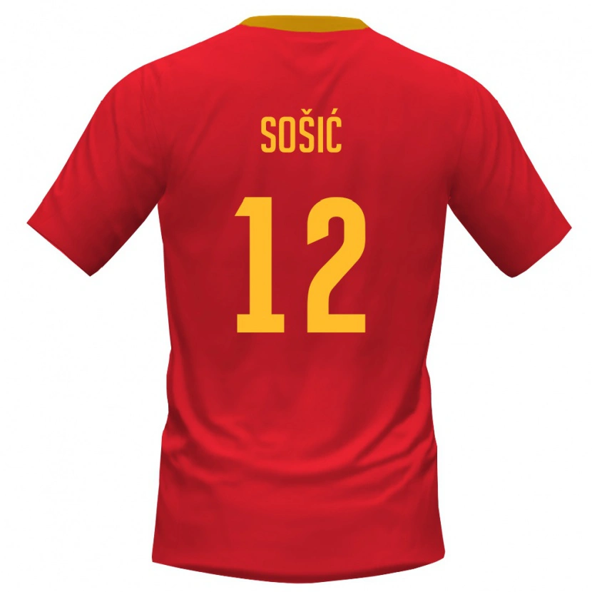 Danxen Women Montenegro Simon Sošić #12 Red Yellow Home Jersey 26-28 T-Shirt