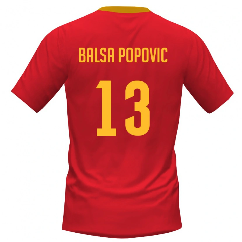 Danxen Women Montenegro Balsa Popovic #13 Red Yellow Home Jersey 26-28 T-Shirt