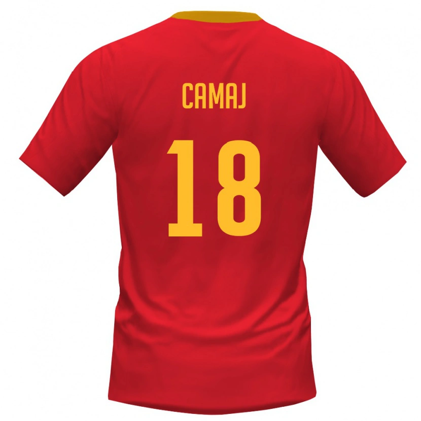 Danxen Women Montenegro Driton Camaj #18 Red Yellow Home Jersey 26-28 T-Shirt