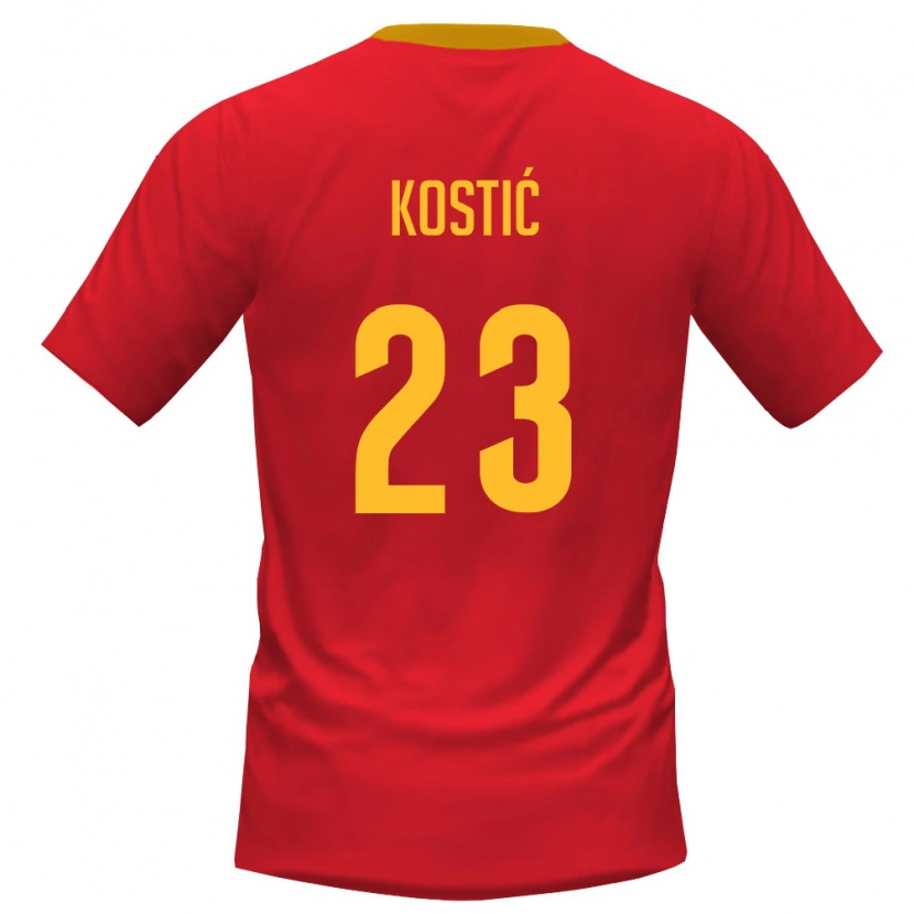 Danxen Women Montenegro Andrej Kostic #23 Red Yellow Home Jersey 26-28 T-Shirt