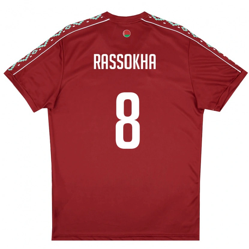 Danxen Women Belarus Daniil Rassokha #8 Deep Red White Home Jersey 26-28 T-Shirt