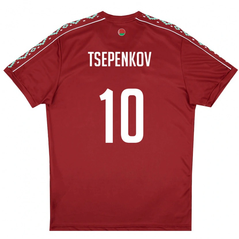 Danxen Women Belarus Kirill Tsepenkov #10 Deep Red White Home Jersey 26-28 T-Shirt