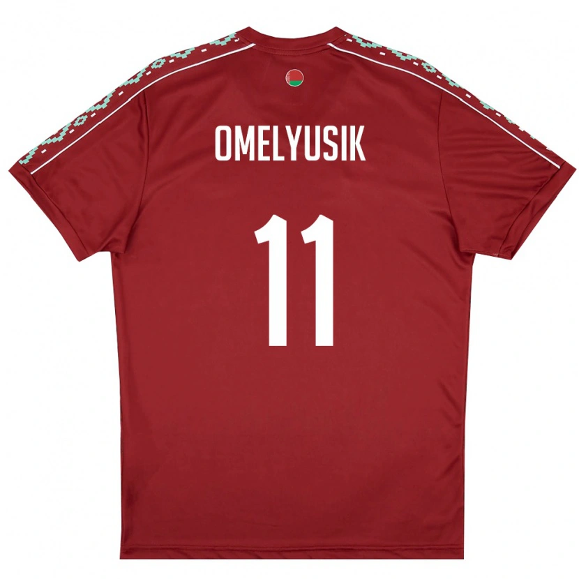 Danxen Women Belarus Ivan Omelyusik #11 Deep Red White Home Jersey 26-28 T-Shirt