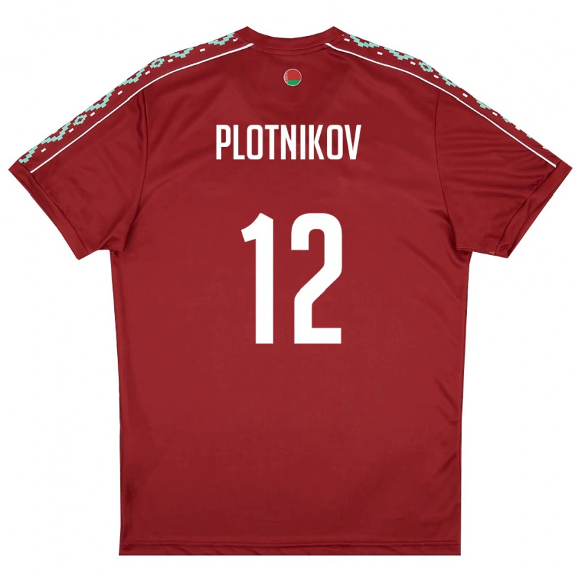Danxen Women Belarus Maksim Plotnikov #12 Deep Red White Home Jersey 26-28 T-Shirt