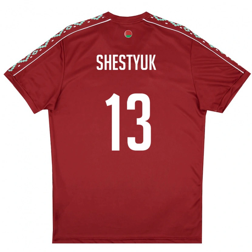 Danxen Women Belarus Aleksandr Shestyuk #13 Deep Red White Home Jersey 26-28 T-Shirt