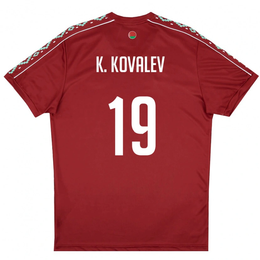 Danxen Women Belarus Kirill Kovalev #19 Deep Red White Home Jersey 26-28 T-Shirt