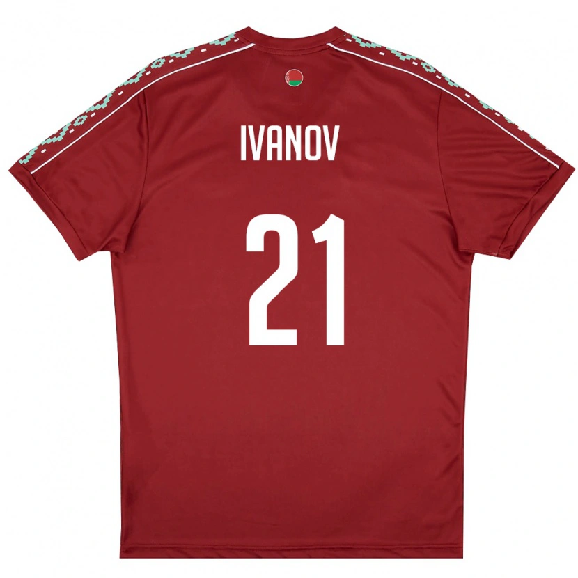 Danxen Women Belarus Nikolay Ivanov #21 Deep Red White Home Jersey 26-28 T-Shirt