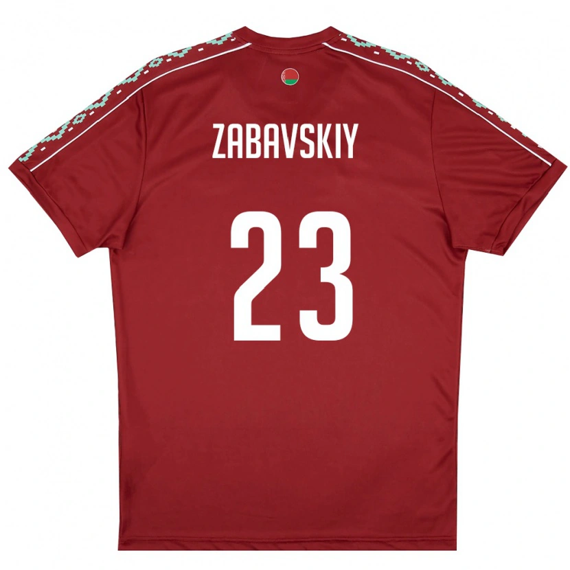 Danxen Women Belarus Matvey Zabavskiy #23 Deep Red White Home Jersey 26-28 T-Shirt