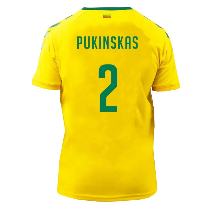 Danxen Women Lithuania Ignas Pukinskas #2 Yellow Green Home Jersey 26-28 T-Shirt
