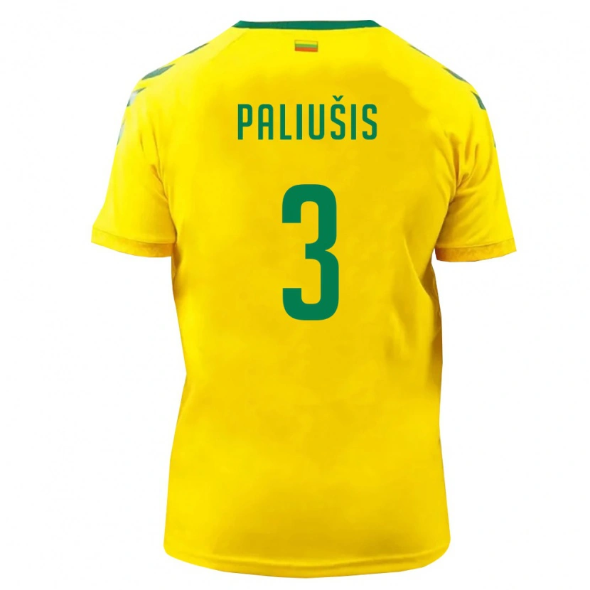 Danxen Women Lithuania Naglis Paliušis #3 Yellow Green Home Jersey 26-28 T-Shirt