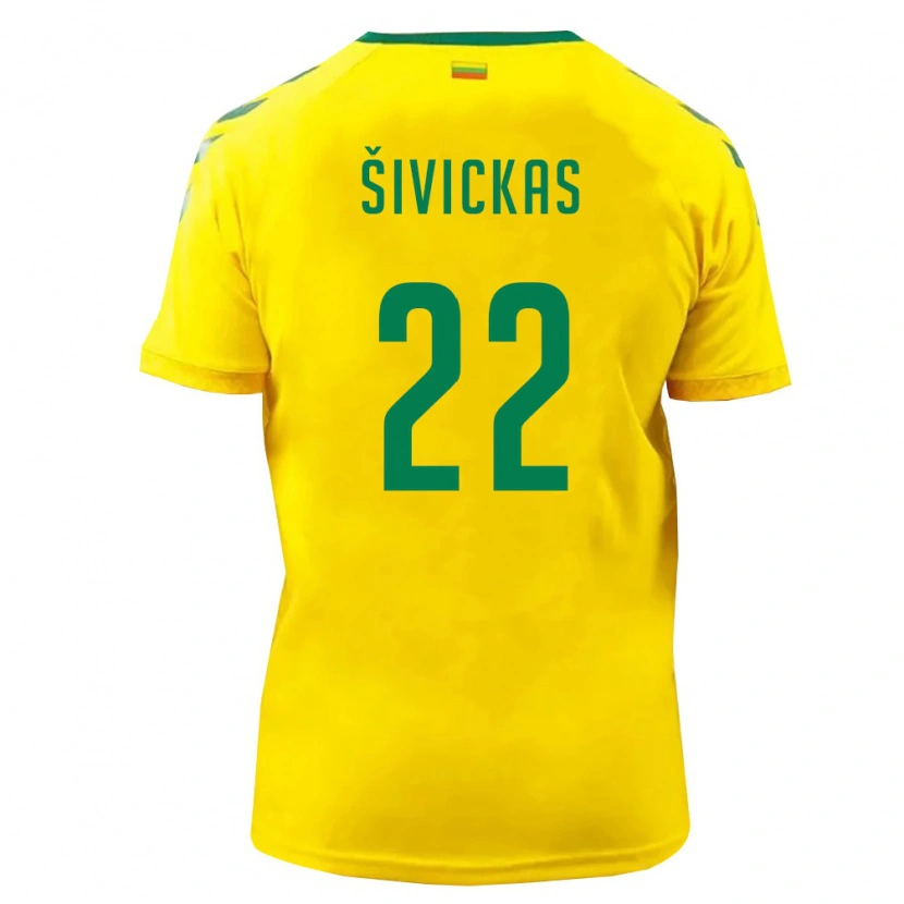 Danxen Women Lithuania Vilius Šivickas #22 Yellow Green Home Jersey 26-28 T-Shirt