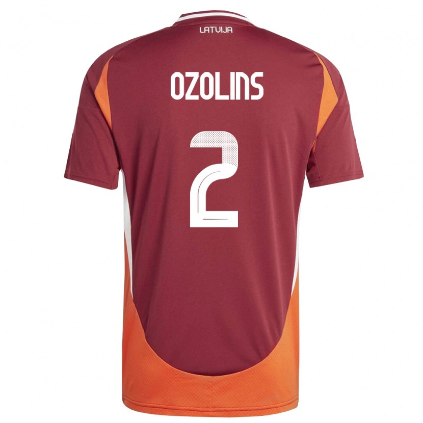 Danxen Women Latvia Ernests Ozolins #2 Deep Red White Orange Home Jersey 26-28 T-Shirt
