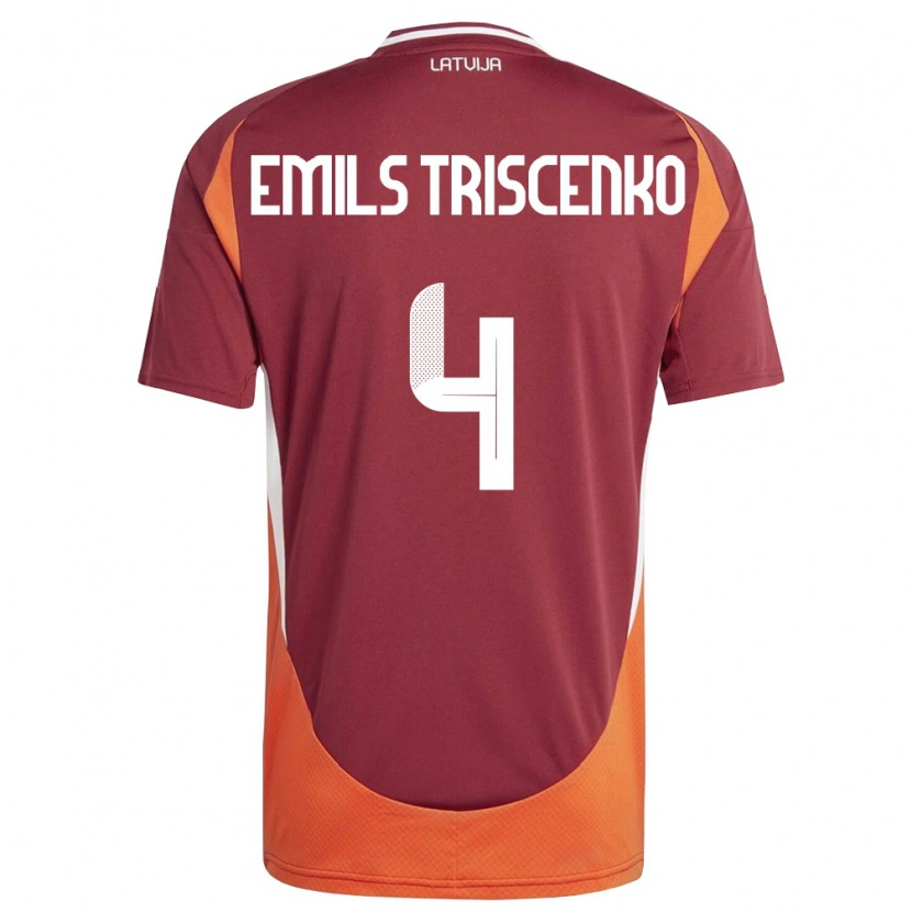 Danxen Women Latvia Valters Emils Triscenko #4 Deep Red White Orange Home Jersey 26-28 T-Shirt