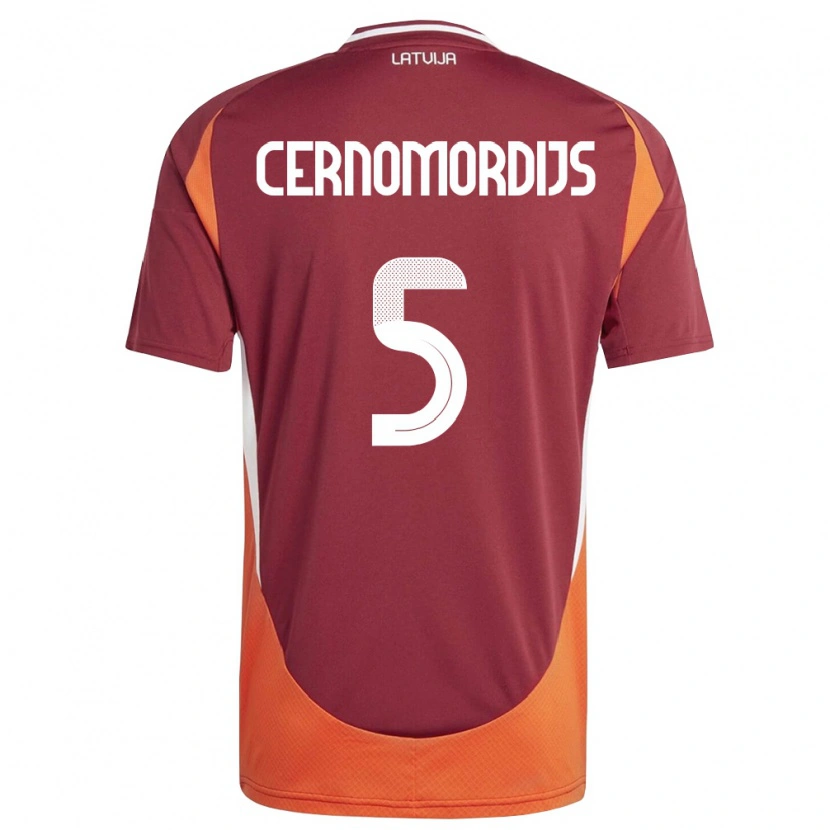 Danxen Women Latvia Antonijs Cernomordijs #5 Deep Red White Orange Home Jersey 26-28 T-Shirt