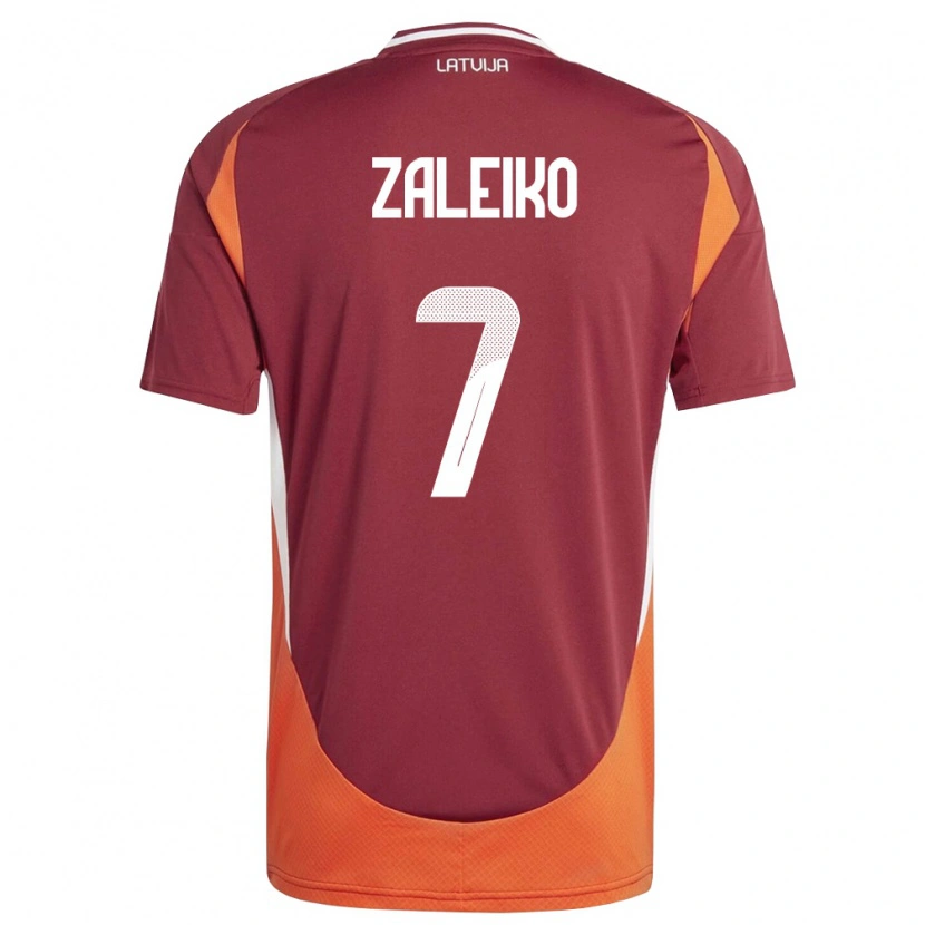 Danxen Women Latvia Glebs Zaleiko #7 Deep Red White Orange Home Jersey 26-28 T-Shirt