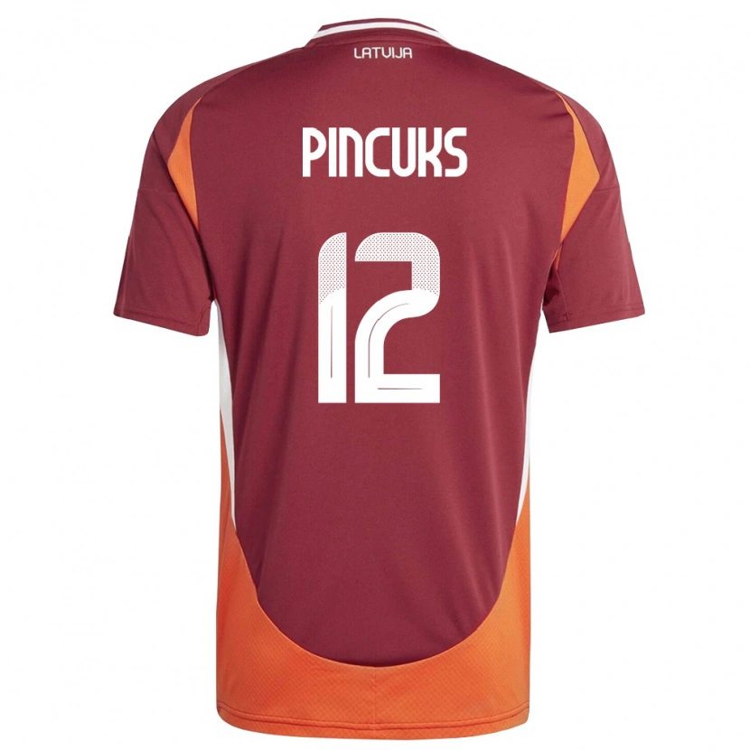 Danxen Women Latvia Nikita Pincuks #12 Deep Red White Orange Home Jersey 26-28 T-Shirt