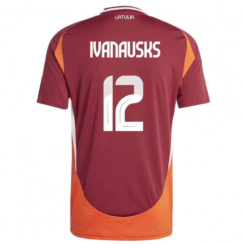 Danxen Women Latvia Ivans Ivanausks #12 Deep Red White Orange Home Jersey 26-28 T-Shirt