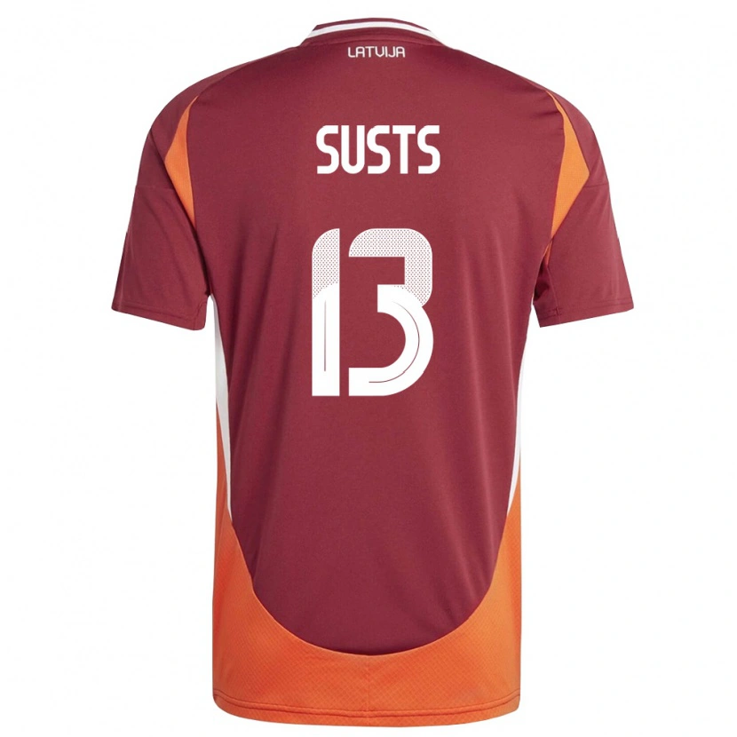 Danxen Women Latvia Marcis Susts #13 Deep Red White Orange Home Jersey 26-28 T-Shirt