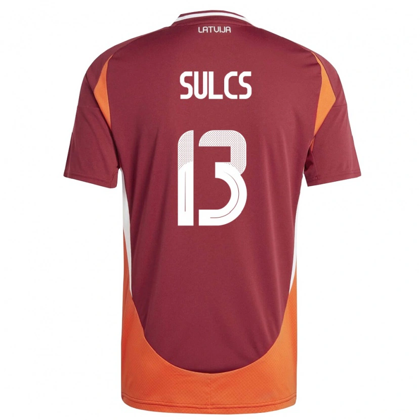 Danxen Women Latvia Oskars Sulcs #13 Deep Red White Orange Home Jersey 26-28 T-Shirt