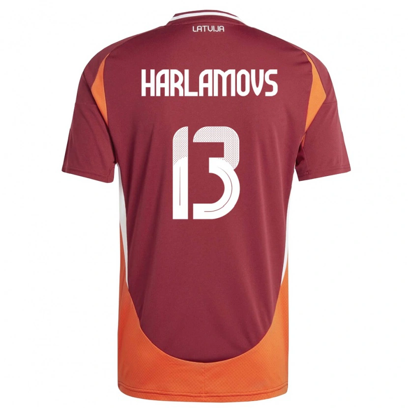 Danxen Women Latvia Ilja Harlamovs #13 Deep Red White Orange Home Jersey 26-28 T-Shirt