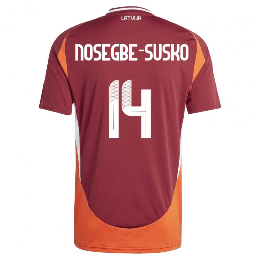 Danxen Women Latvia Daniels Nosegbe-Suško #14 Deep Red White Orange Home Jersey 26-28 T-Shirt