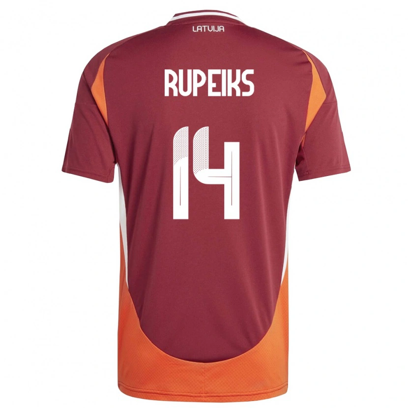 Danxen Women Latvia Krisjanis Rupeiks #14 Deep Red White Orange Home Jersey 26-28 T-Shirt