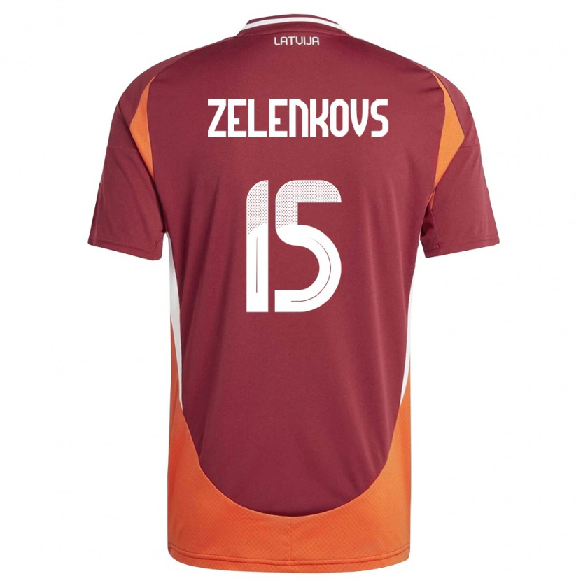 Danxen Women Latvia Dmitrijs Zelenkovs #15 Deep Red White Orange Home Jersey 26-28 T-Shirt